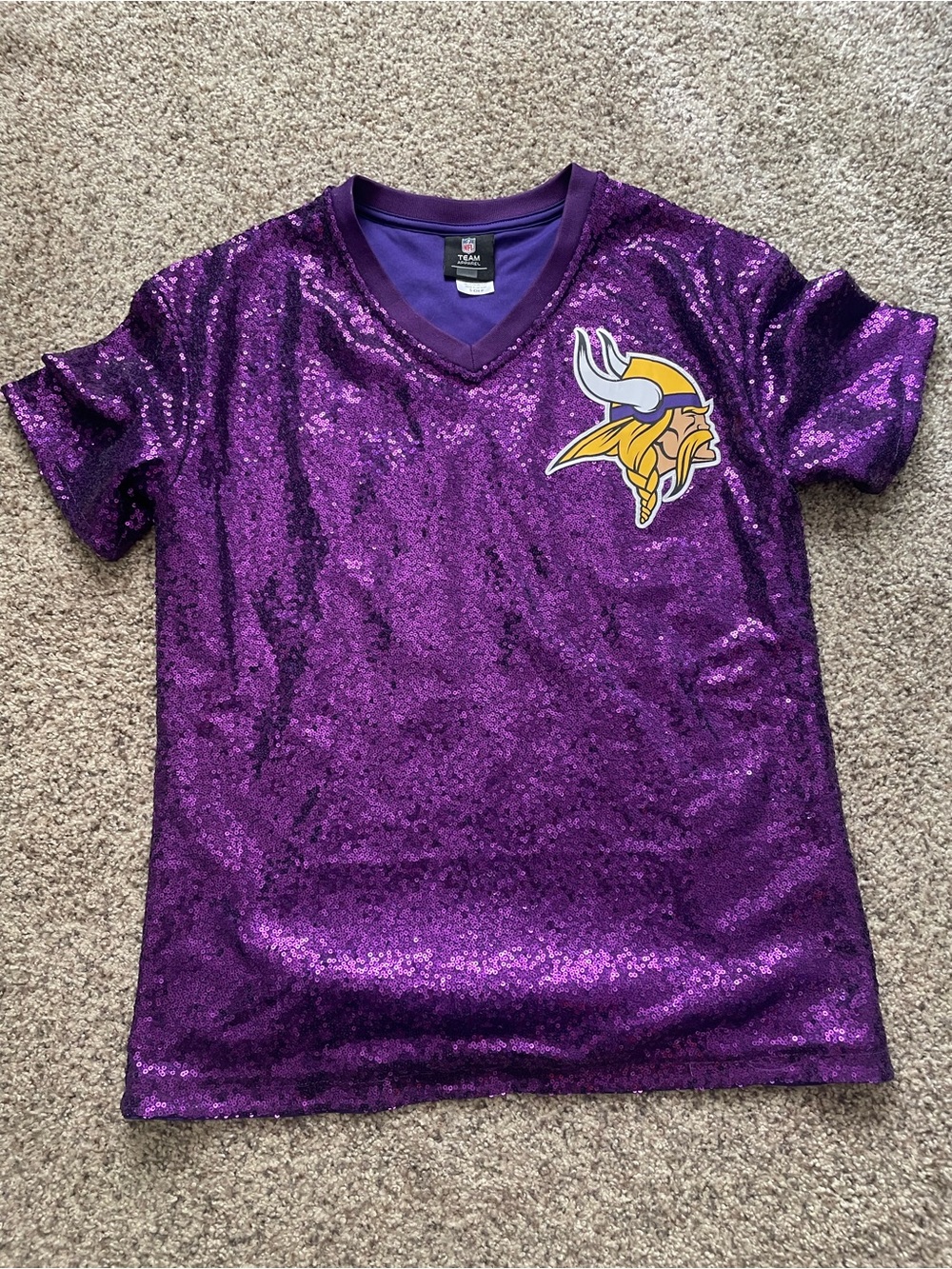 Sequin V-Neck Women’s Vikings Jersey - Purple